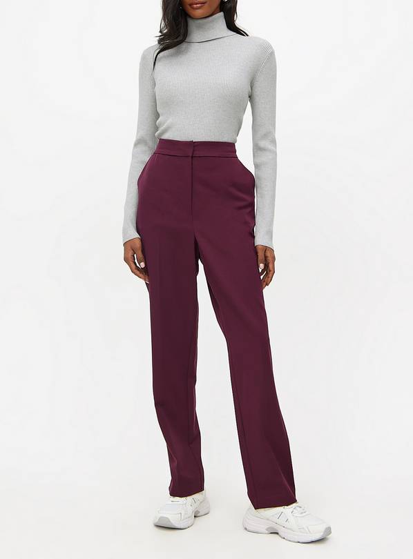 Dark Red Tailored Straight Leg Trousers 10R